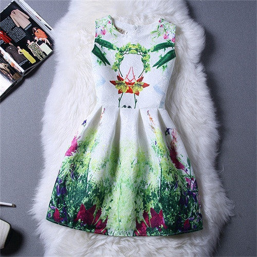 Summer Style Dresses For Girl Butterfly Flower Printed Sleeveless Formal Girl Dresses Teenagers Party Dress-Dollar Bargains Online Shopping Australia