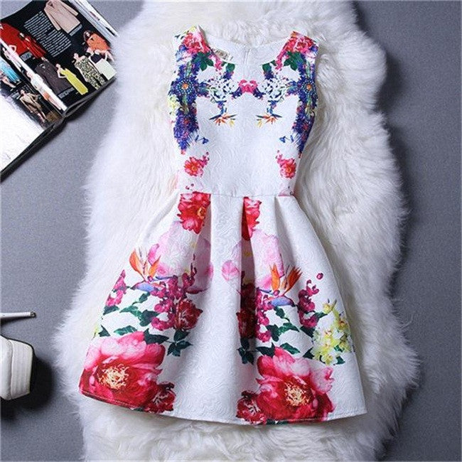 Summer Style Dresses For Girl Butterfly Flower Printed Sleeveless Formal Girl Dresses Teenagers Party Dress-Dollar Bargains Online Shopping Australia