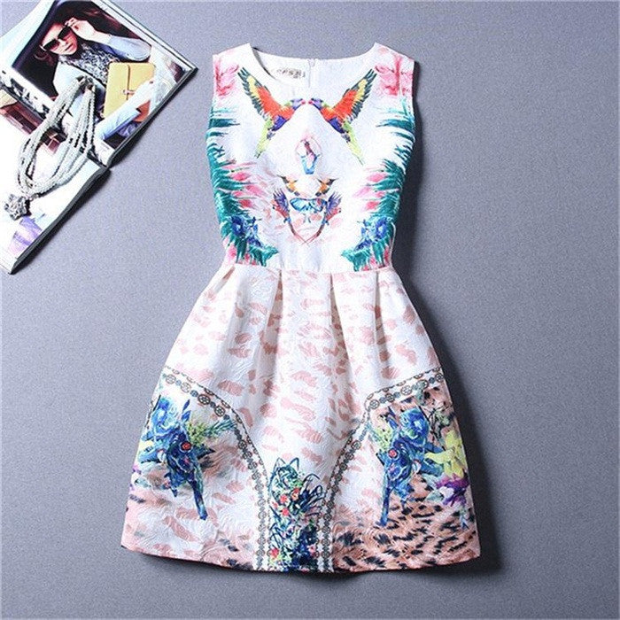 Summer Style Dresses For Girl Butterfly Flower Printed Sleeveless Formal Girl Dresses Teenagers Party Dress-Dollar Bargains Online Shopping Australia