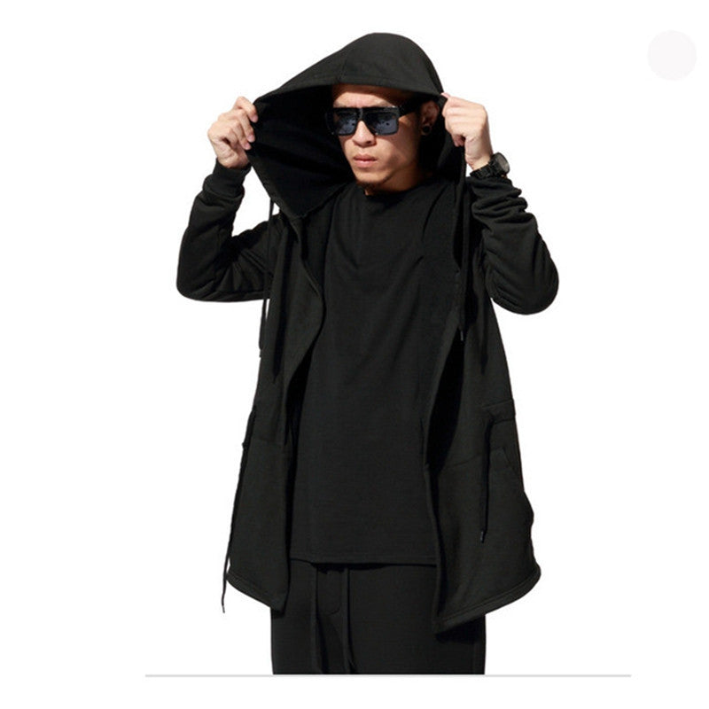 Black Cloak Hooded Male Streetwear Hip Hop Long Hoodies Clothing Men Outerwear Cool Man-Dollar Bargains Online Shopping Australia