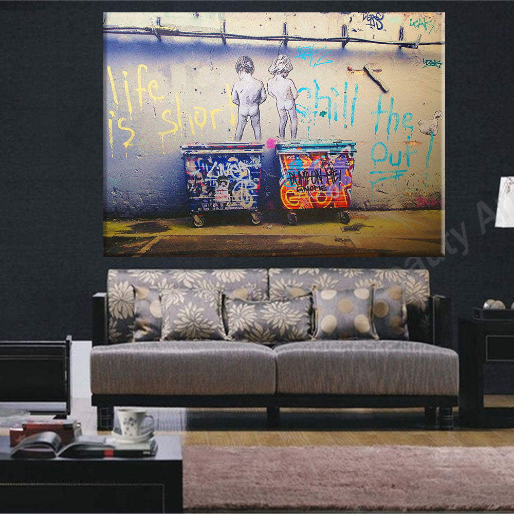 Life is short BANKSY canvas painting wall pictures for living room wall art decoration pictures poster and print Unframed-Dollar Bargains Online Shopping Australia