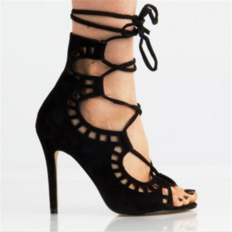 Women Shoes Brand High Heels Cut Outs Lace Up Open Toe Runway Party Shoes Women Sandals Gladiator Pumps Zapatos 534-Dollar Bargains Online Shopping Australia