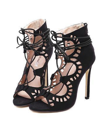 Women Shoes Brand High Heels Cut Outs Lace Up Open Toe Runway Party Shoes Women Sandals Gladiator Pumps Zapatos 534-Dollar Bargains Online Shopping Australia