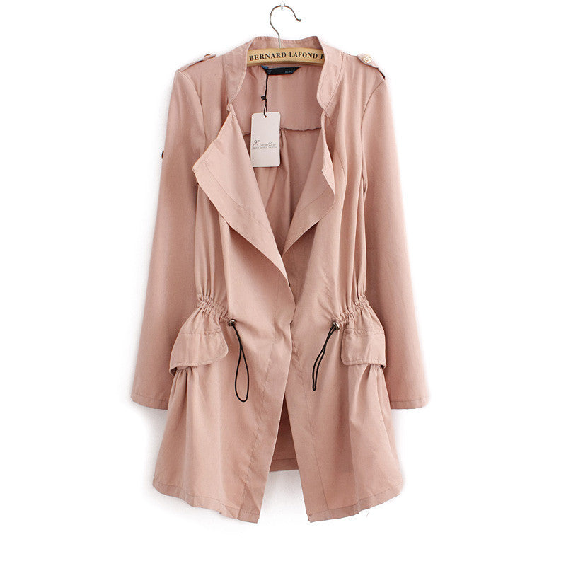 Women autumn office long trench plus size full sleeve drawstring Waist coats casual streetwear tops CT1089-Dollar Bargains Online Shopping Australia