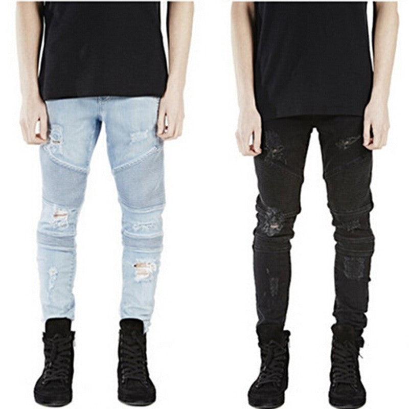 represent clothing designer pants slp blue/black destroyed mens slim denim straight biker skinny jeans men ripped jeans 28-38-Dollar Bargains Online Shopping Australia