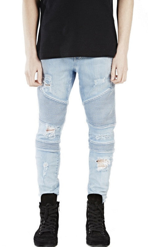 represent clothing designer pants slp blue/black destroyed mens slim denim straight biker skinny jeans men ripped jeans 28-38-Dollar Bargains Online Shopping Australia