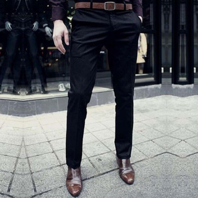 Casual Suit Pants Slim Fit trousers Cotton Pure Color Straight Type Long Pants Medium Waist western-style trousers-Dollar Bargains Online Shopping Australia