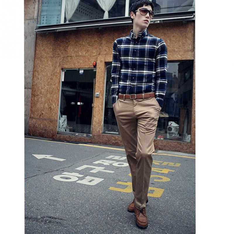 Casual Suit Pants Slim Fit trousers Cotton Pure Color Straight Type Long Pants Medium Waist western-style trousers-Dollar Bargains Online Shopping Australia