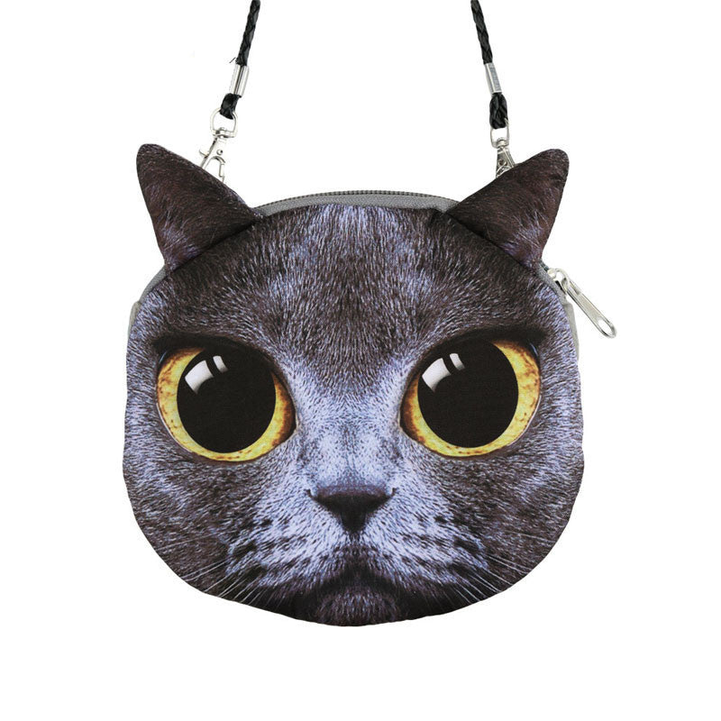 Women Cute Shoulder Bag Cat Face Pouch Bag Cartoon Print Zipper Closure Messenger Bag Coin Purse Clutch Bag-Dollar Bargains Online Shopping Australia