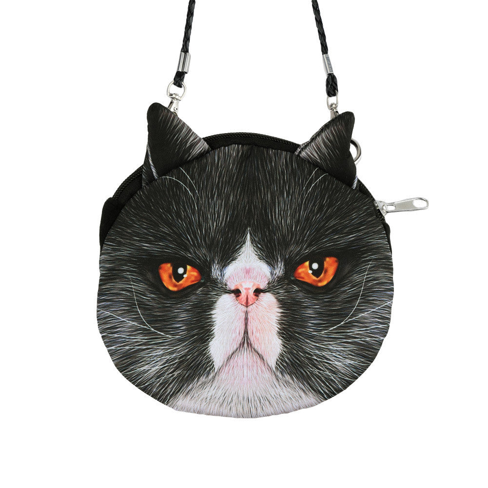 Women Cute Shoulder Bag Cat Face Pouch Bag Cartoon Print Zipper Closure Messenger Bag Coin Purse Clutch Bag-Dollar Bargains Online Shopping Australia