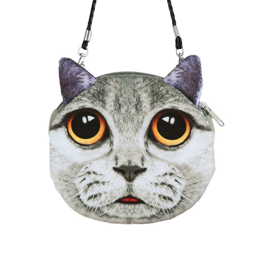 Women Cute Shoulder Bag Cat Face Pouch Bag Cartoon Print Zipper Closure Messenger Bag Coin Purse Clutch Bag-Dollar Bargains Online Shopping Australia