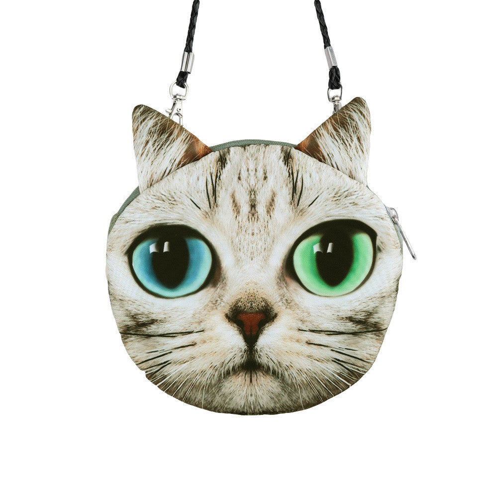 Women Cute Shoulder Bag Cat Face Pouch Bag Cartoon Print Zipper Closure Messenger Bag Coin Purse Clutch Bag-Dollar Bargains Online Shopping Australia