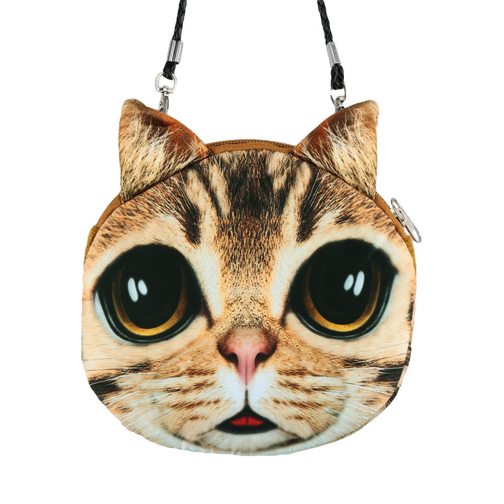 Women Cute Shoulder Bag Cat Face Pouch Bag Cartoon Print Zipper Closure Messenger Bag Coin Purse Clutch Bag-Dollar Bargains Online Shopping Australia