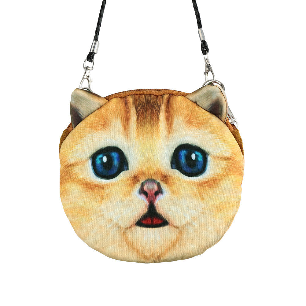 Women Cute Shoulder Bag Cat Face Pouch Bag Cartoon Print Zipper Closure Messenger Bag Coin Purse Clutch Bag-Dollar Bargains Online Shopping Australia