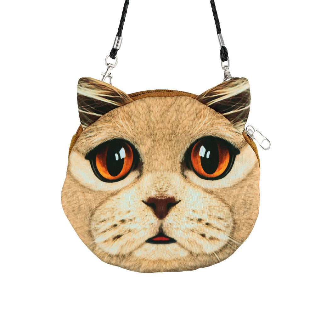 Women Cute Shoulder Bag Cat Face Pouch Bag Cartoon Print Zipper Closure Messenger Bag Coin Purse Clutch Bag-Dollar Bargains Online Shopping Australia