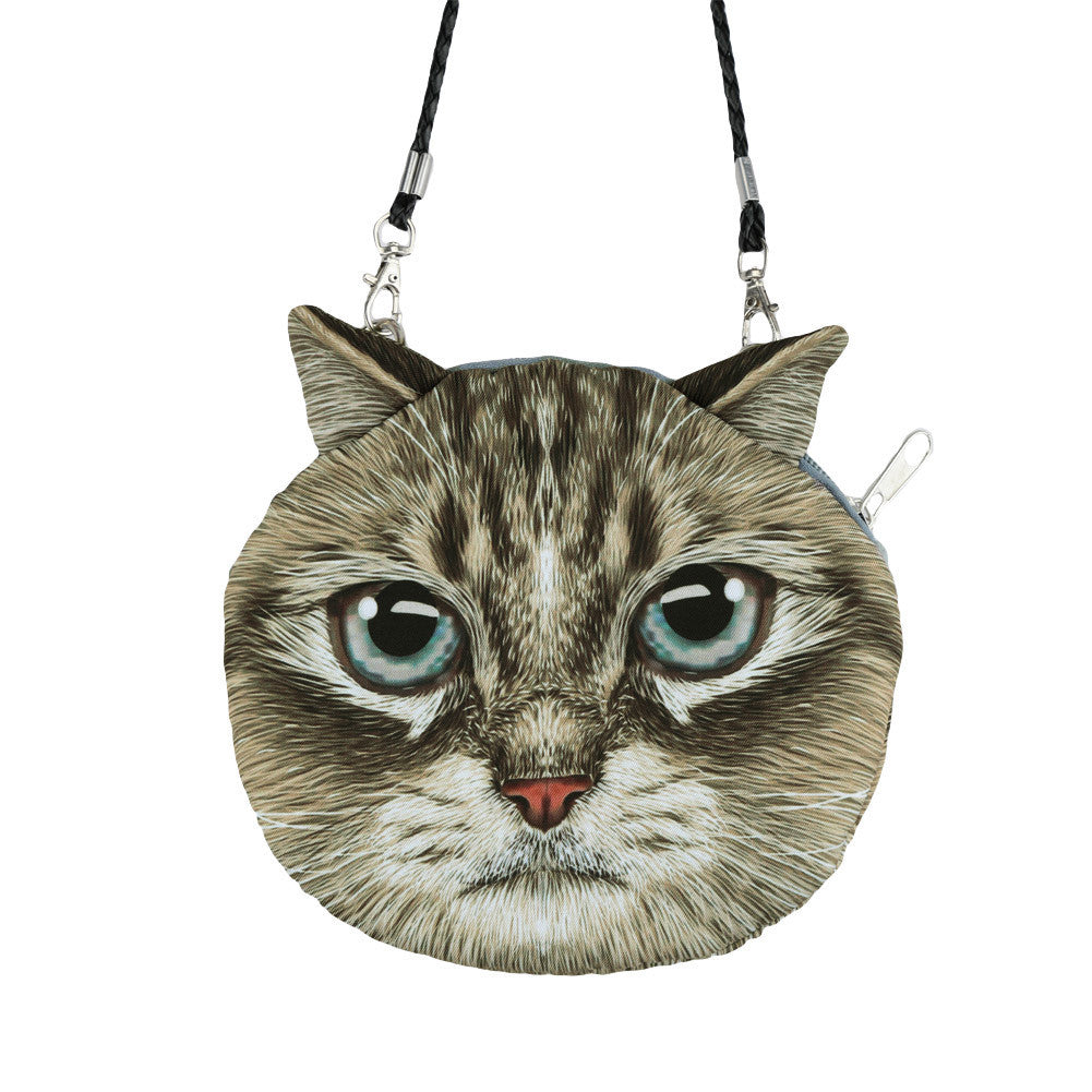 Women Cute Shoulder Bag Cat Face Pouch Bag Cartoon Print Zipper Closure Messenger Bag Coin Purse Clutch Bag-Dollar Bargains Online Shopping Australia