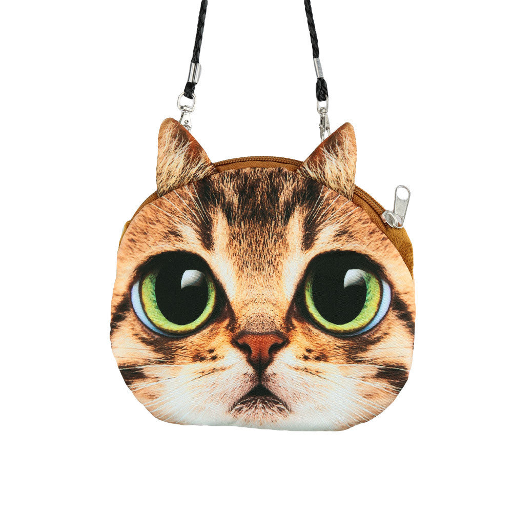 Women Cute Shoulder Bag Cat Face Pouch Bag Cartoon Print Zipper Closure Messenger Bag Coin Purse Clutch Bag-Dollar Bargains Online Shopping Australia