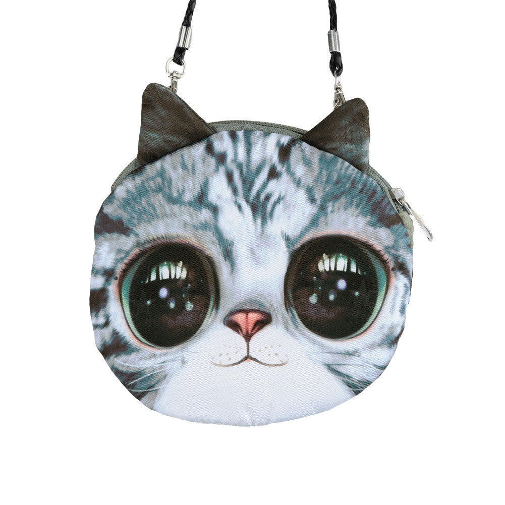 Women Cute Shoulder Bag Cat Face Pouch Bag Cartoon Print Zipper Closure Messenger Bag Coin Purse Clutch Bag-Dollar Bargains Online Shopping Australia