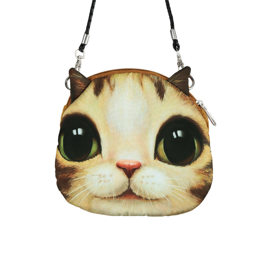 Women Cute Shoulder Bag Cat Face Pouch Bag Cartoon Print Zipper Closure Messenger Bag Coin Purse Clutch Bag-Dollar Bargains Online Shopping Australia