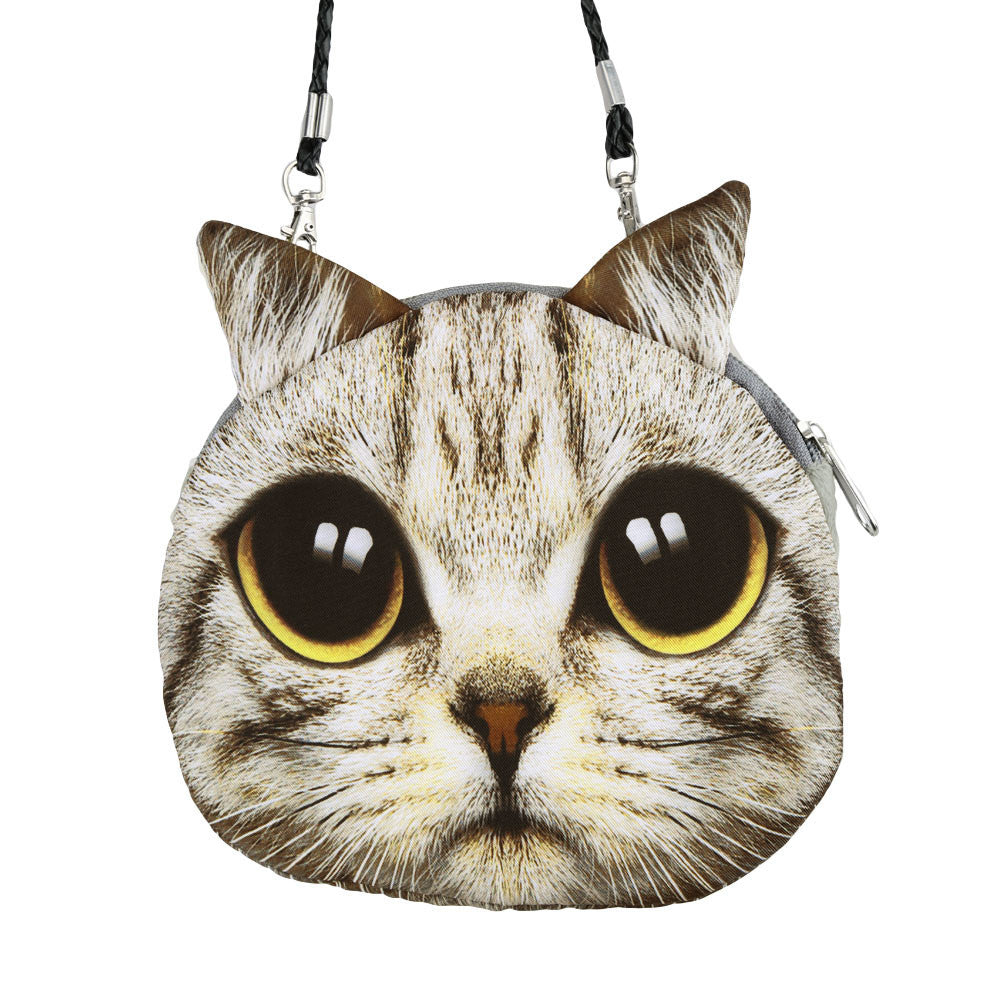 Women Cute Shoulder Bag Cat Face Pouch Bag Cartoon Print Zipper Closure Messenger Bag Coin Purse Clutch Bag-Dollar Bargains Online Shopping Australia