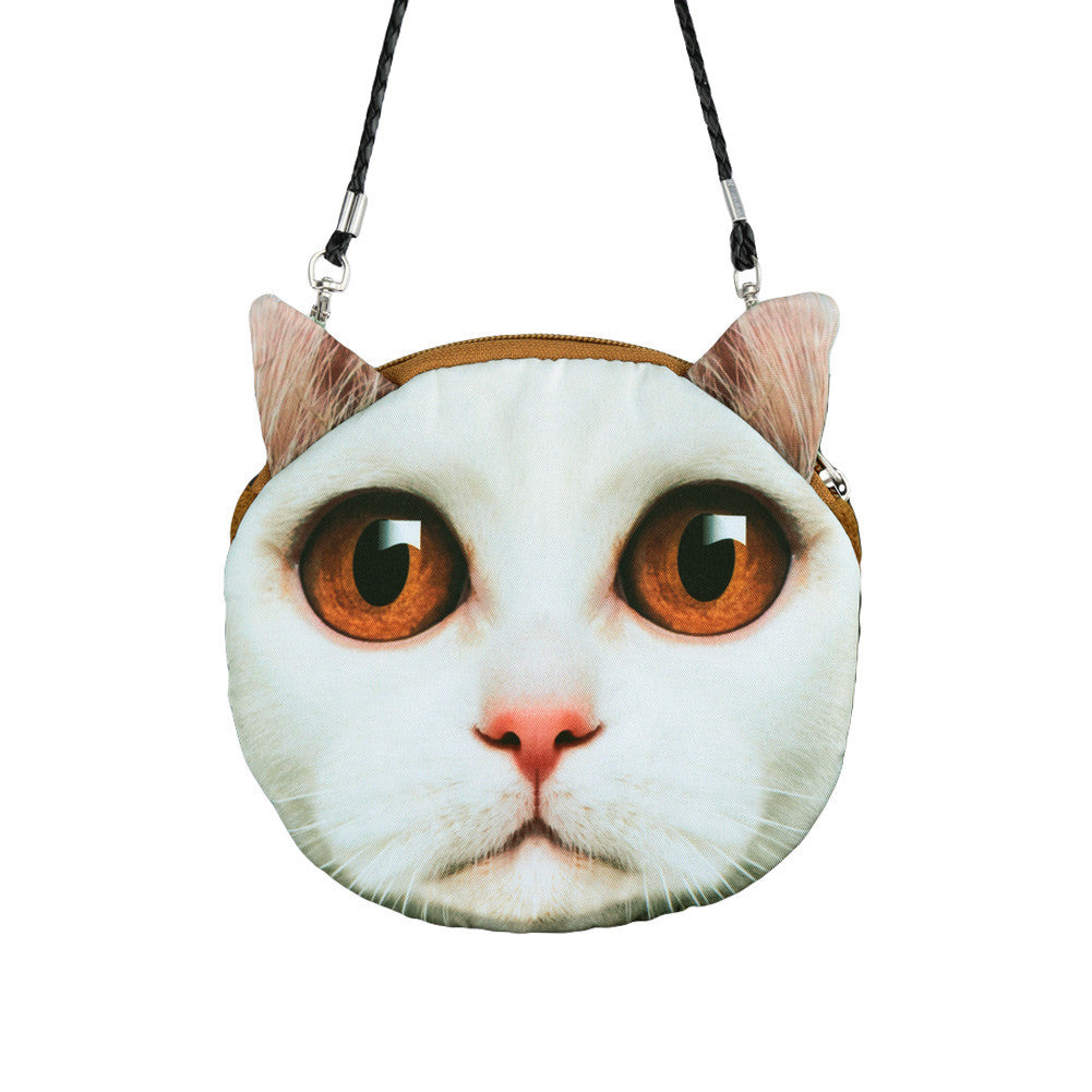 Women Cute Shoulder Bag Cat Face Pouch Bag Cartoon Print Zipper Closure Messenger Bag Coin Purse Clutch Bag-Dollar Bargains Online Shopping Australia