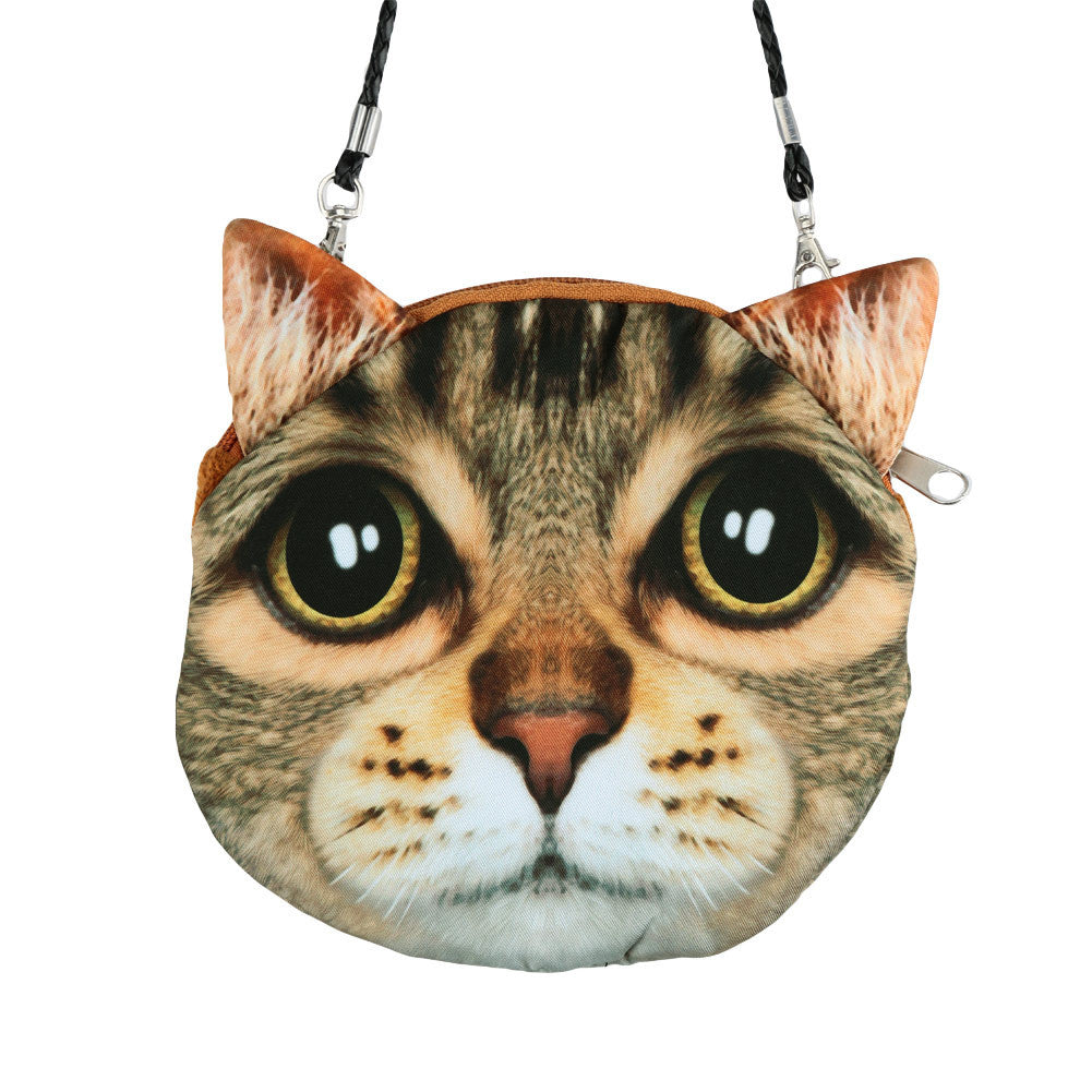 Women Cute Shoulder Bag Cat Face Pouch Bag Cartoon Print Zipper Closure Messenger Bag Coin Purse Clutch Bag-Dollar Bargains Online Shopping Australia