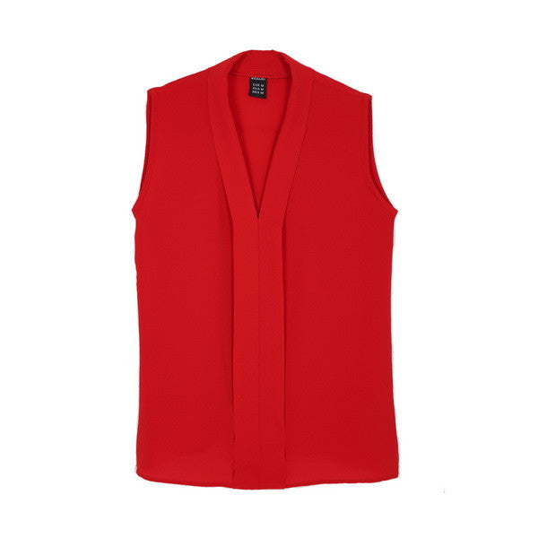 Women plus size V neck summer blouses low cut sleeveless shirts European casual tops solid tee-Dollar Bargains Online Shopping Australia