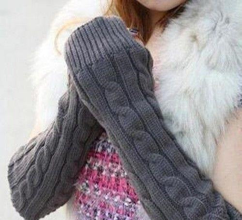 Women's Men's Long Knitted Crochet Fingerless Braided Arm Warmer Gloves 1T58-Dollar Bargains Online Shopping Australia