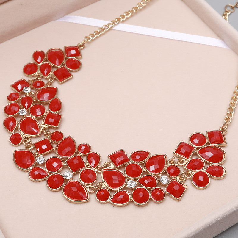 Popular 6 Colors Multicolor Big Pendant Clavicle Chain Necklace Women's Delicate Banquet Jewelry-Dollar Bargains Online Shopping Australia