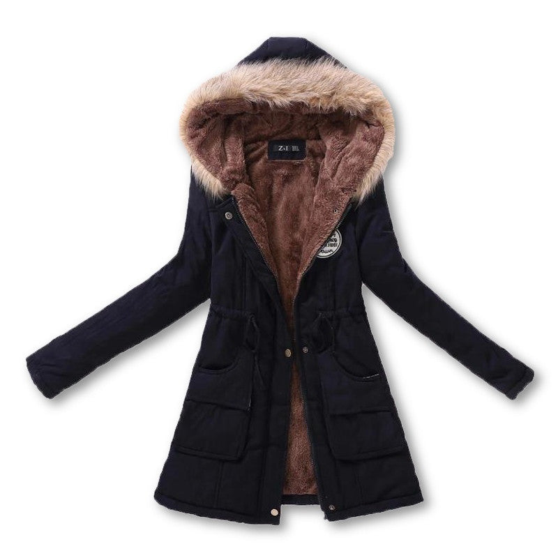 Autumn Winter Women Jacket Cotton Padded Casual Slim Coat Emboridery Hooded Parkas Plus Size 3xl Wadded Overcoat-Dollar Bargains Online Shopping Australia