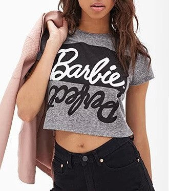 Summer style Ladies Sexy letter print top tee short Sleeve gray Crop Tops cropped for women punk hip hop t-shirts tshirt-Dollar Bargains Online Shopping Australia