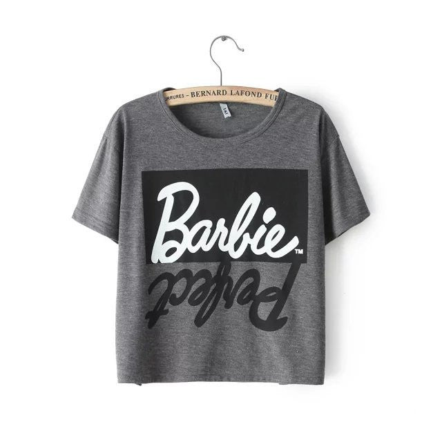 Summer style Ladies Sexy letter print top tee short Sleeve gray Crop Tops cropped for women punk hip hop t-shirts tshirt-Dollar Bargains Online Shopping Australia