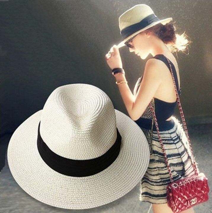 Summer Floppy Straw Beach Sun Hats For Women,Classic Wide Brim Panama Hat-Dollar Bargains Online Shopping Australia