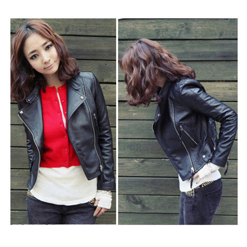 Arrival Autum & Winter Women Motorcycle Leather Jacket Slim Casual Coat-Dollar Bargains Online Shopping Australia