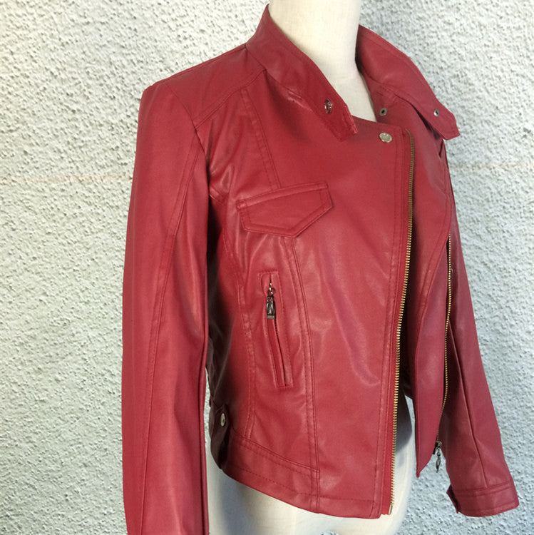 Arrival Autum & Winter Women Motorcycle Leather Jacket Slim Casual Coat-Dollar Bargains Online Shopping Australia