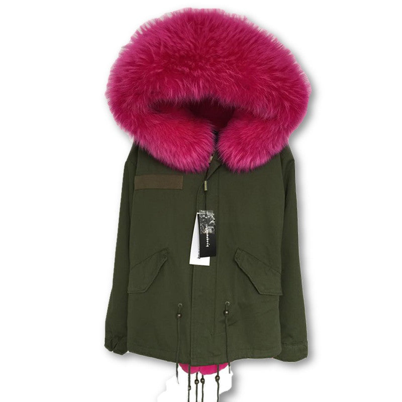 Women Winter Army Green Jacket Coats Thick Parkas Plus Size Real Fur Collar Hooded Outwear-Dollar Bargains Online Shopping Australia