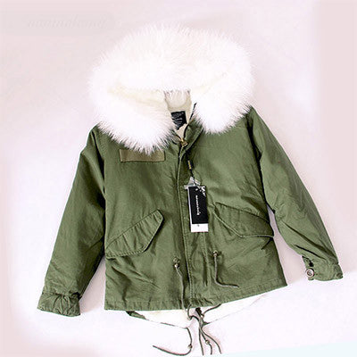 Women Winter Army Green Jacket Coats Thick Parkas Plus Size Real Fur Collar Hooded Outwear-Dollar Bargains Online Shopping Australia