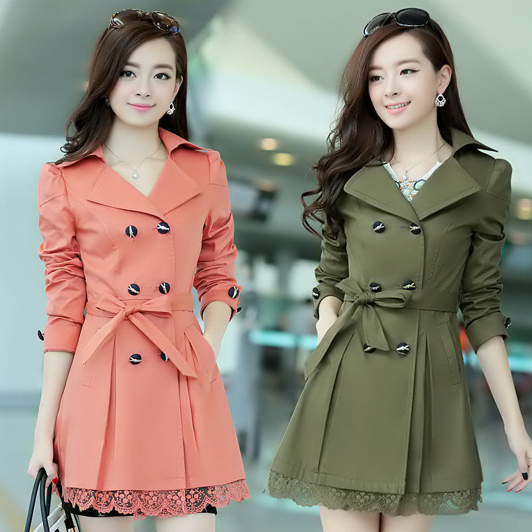 Trench Coat Spring Korean Large Code Lace Slim-Dollar Bargains Online Shopping Australia