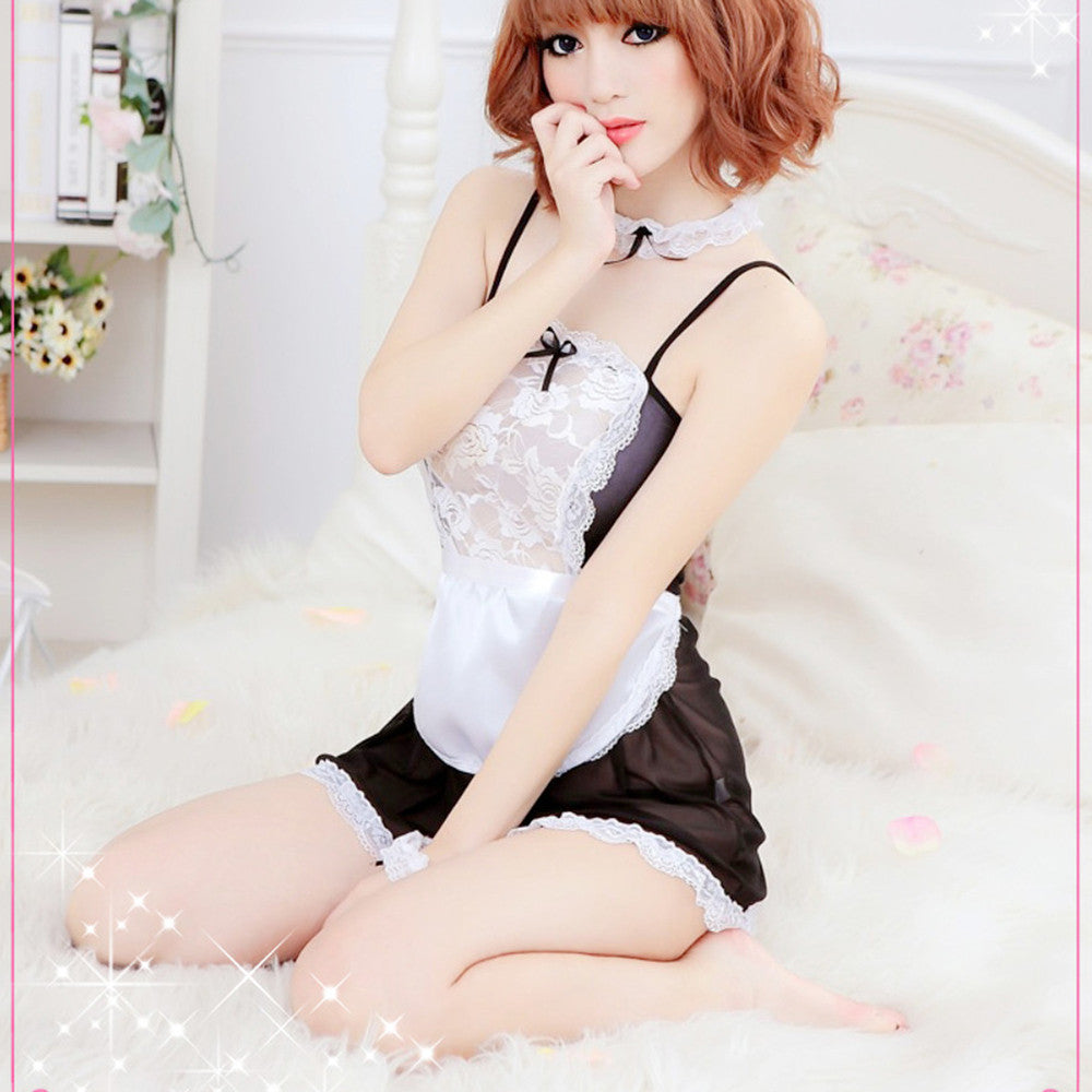 Sheer Lace Costume Cosplay French Maid Sexy Lingerie Outfit Fancy Dress-Dollar Bargains Online Shopping Australia