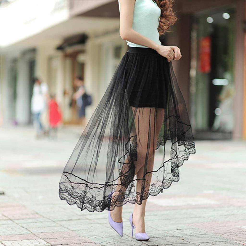 Summer Women Sexy Lace Skirts Womens Fashion Long Section Skirt Jupe Tulle Black and White Short Skirt-Dollar Bargains Online Shopping Australia
