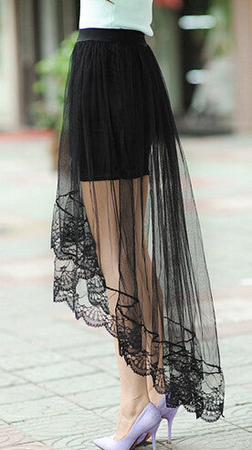 Summer Women Sexy Lace Skirts Womens Fashion Long Section Skirt Jupe Tulle Black and White Short Skirt-Dollar Bargains Online Shopping Australia