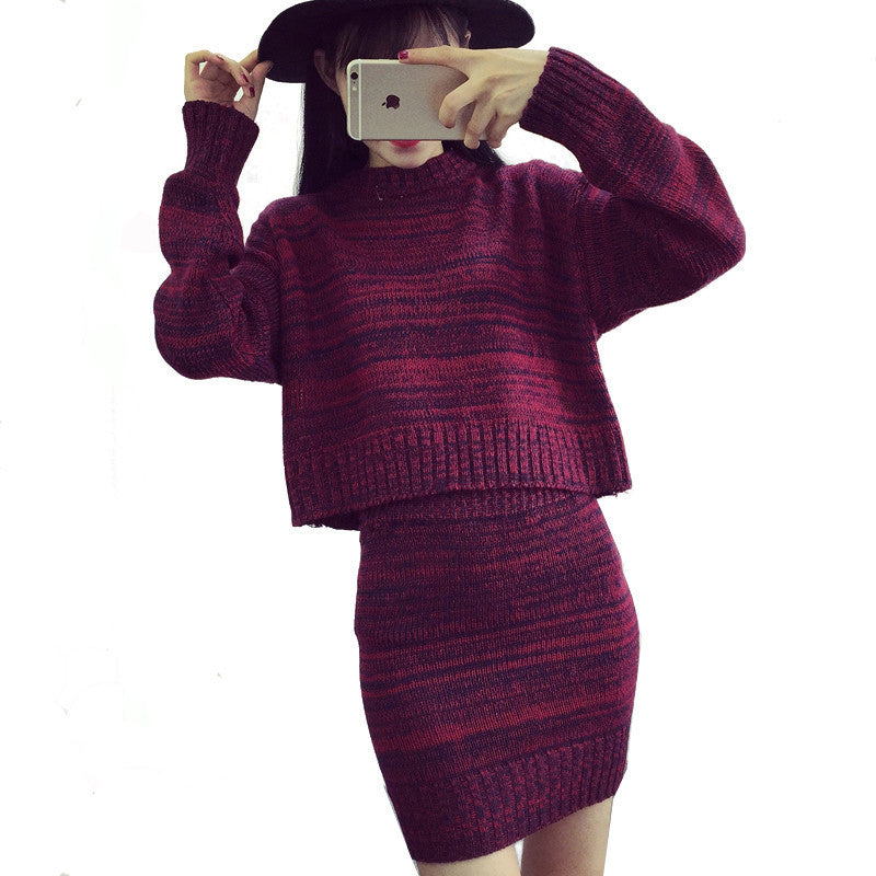 Fashion Women Sweater And Skirt Set Spring Autumn Tops+Short Skirts Europe Slim Long Sleeve Knitted Suit Twinset Women Clothing-Dollar Bargains Online Shopping Australia