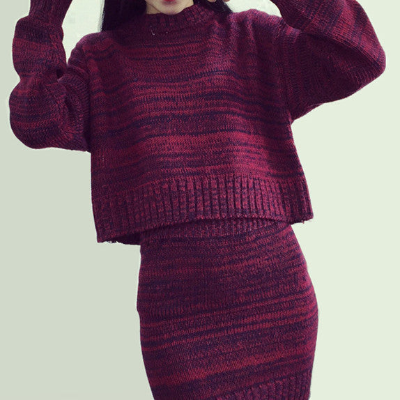 Fashion Women Sweater And Skirt Set Spring Autumn Tops+Short Skirts Europe Slim Long Sleeve Knitted Suit Twinset Women Clothing-Dollar Bargains Online Shopping Australia