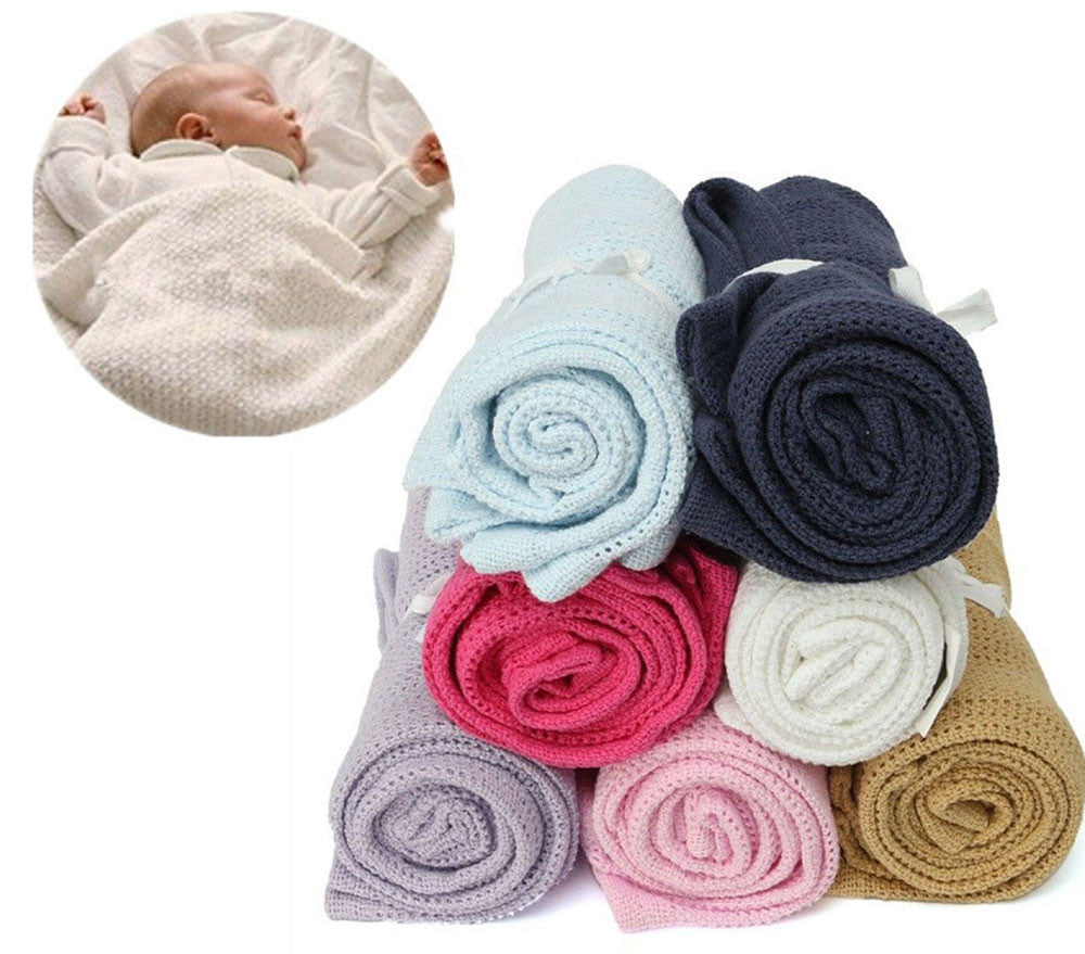 Soft Blanket & Swaddling For Baby 100 x 80cm Pure Color Soft Cotton Crochet born Babies Blanket for Summer-Dollar Bargains Online Shopping Australia