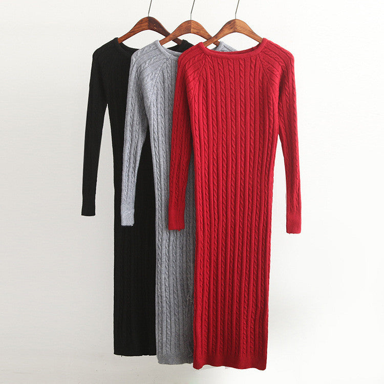 Twist Women long sweater dress spring slim Bodycon Dresses Elastic Skinny Split Dress Brief Knitted Dress vestidos-Dollar Bargains Online Shopping Australia