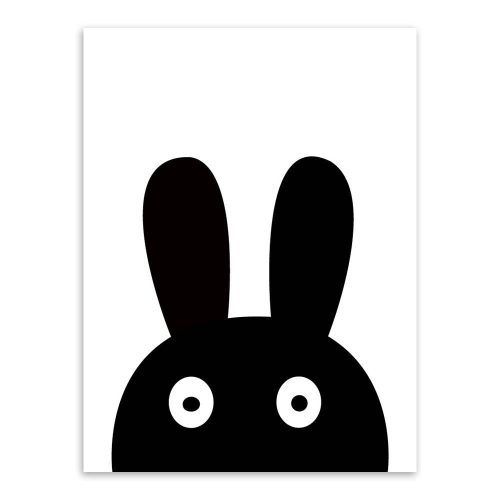 Modern Minimalist Nordic Black White Kawaii Animals A4 Large Art Prints Poster Kids Room Home Decor Wall Picture Canvas Painting Unframed-Dollar Bargains Online Shopping Australia