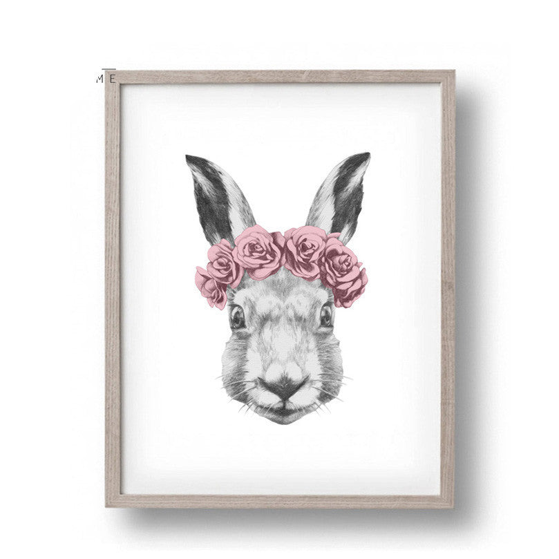 Rabbit Drawing with Rose Canvas Art Print Painting Poster, Wall Picture for Home Decoration, Wall Decor FA403-Dollar Bargains Online Shopping Australia
