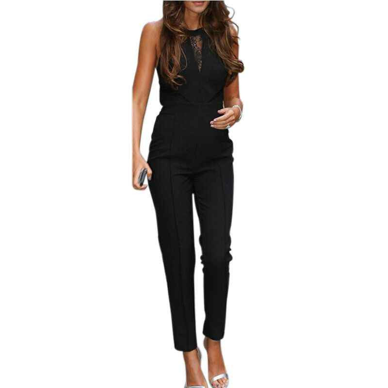 Bodycon Jumpsuits Womens Sleeveless Lace Patchwork Rompers Playsuits Black Pants Plus Size XS-4XL-Dollar Bargains Online Shopping Australia
