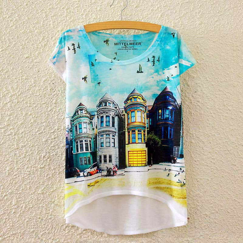 Cotton cropped t Shirt Women Short Sleeve t-shirts o-neck Causal loose Magic Unicorn T Shirt Summer top for women-Dollar Bargains Online Shopping Australia