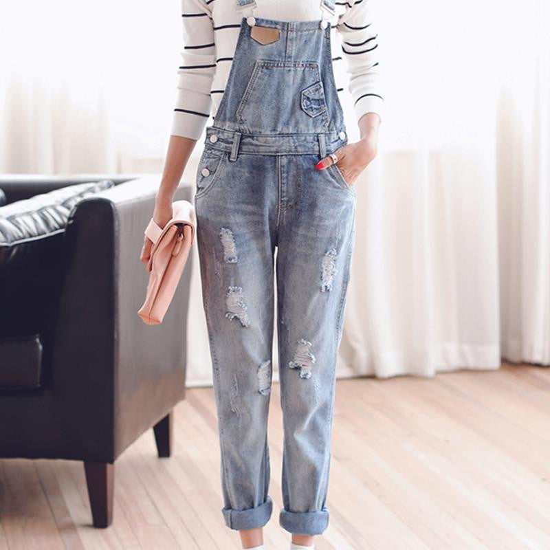 TC Womens Jumpsuit Denim Overalls Spring Autumn Casual Ripped Hole Loose Pants Ripped Pockets Jeans Coverall XL 2XL WT00194-Dollar Bargains Online Shopping Australia